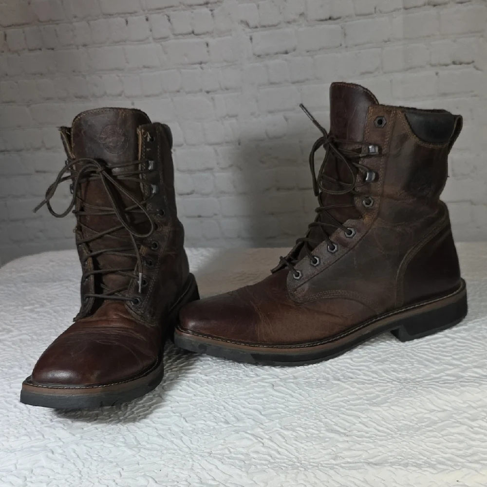 Justin Original Workboots Stampede Pulley Soft Toe‎ 8” Lace-Up | Size 12D